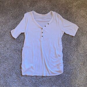 White Short Sleeve Maternity Henley Top